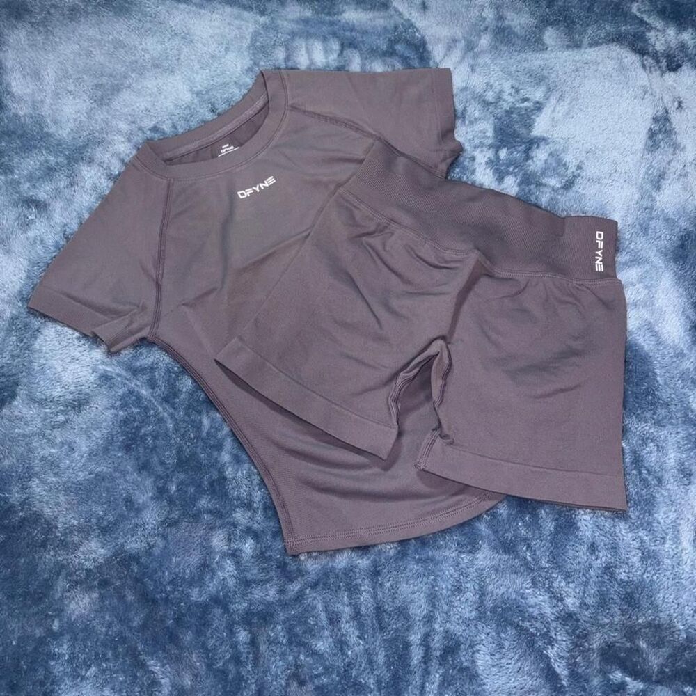 Dfyne Women's Purple and Grey Shorts